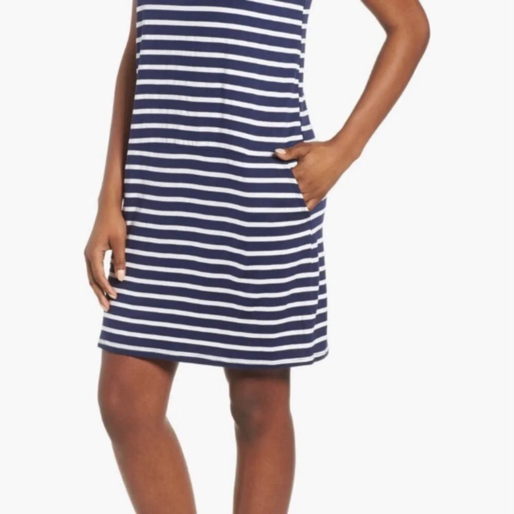 Caslon Navy & White Striped Midi Dress - Picture 5 of 5